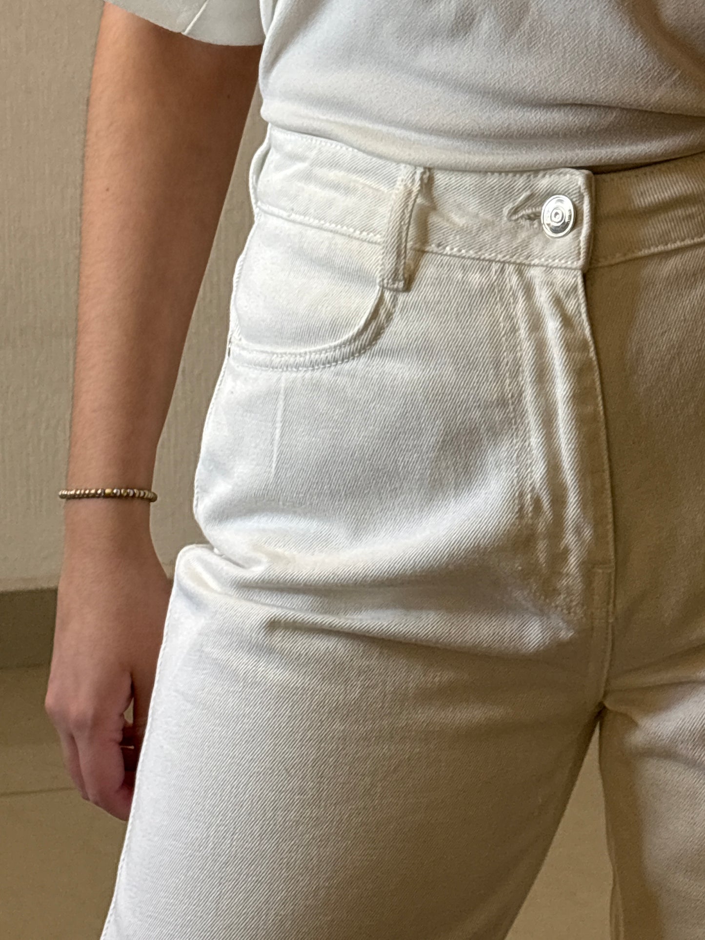 Pantalón de mezclilla blanco ZARA