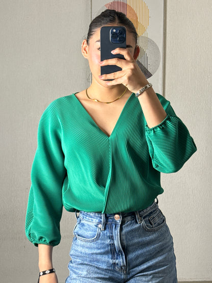Body acanalado verde BERSHKA